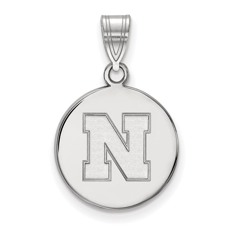 Sterling Silver Rhodium Plated Logoart University Of Nebraska Letter N Medium Disc Pendant