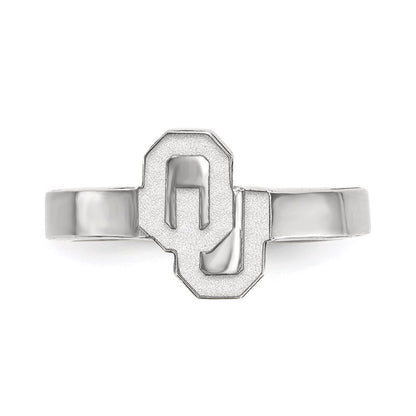 Sterling Silver Rhodium Plated Logoart University Of Oklahoma O U Toe Ring