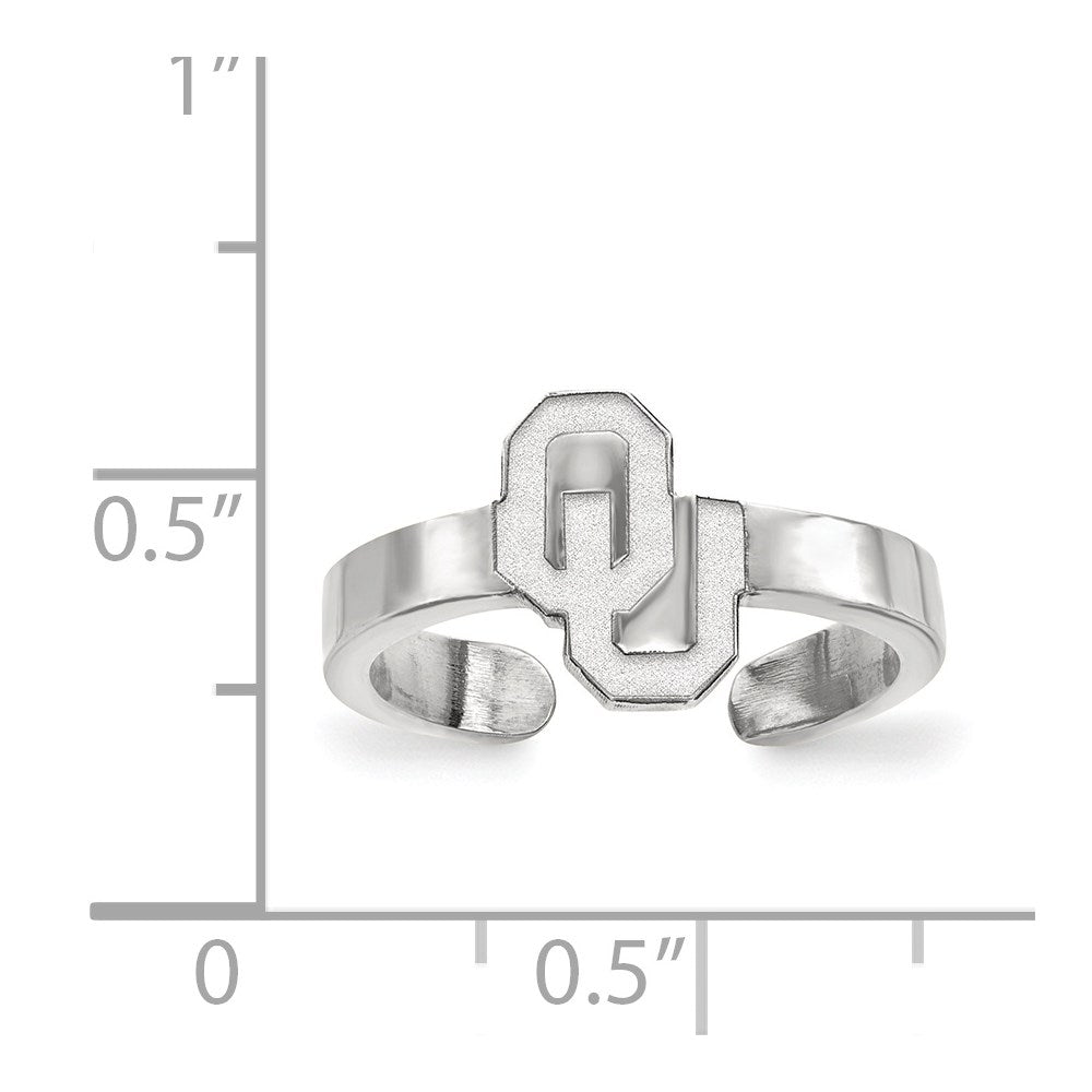 Sterling Silver Rhodium Plated Logoart University Of Oklahoma O U Toe Ring