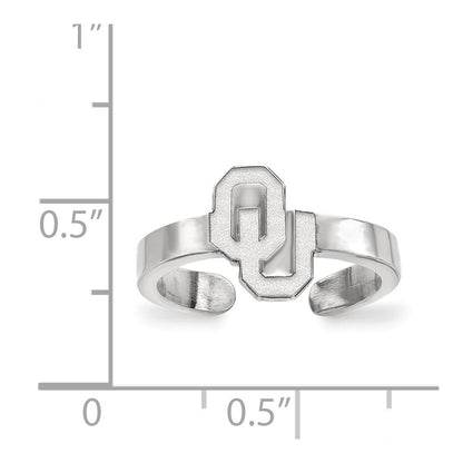 Sterling Silver Rhodium Plated Logoart University Of Oklahoma O U Toe Ring