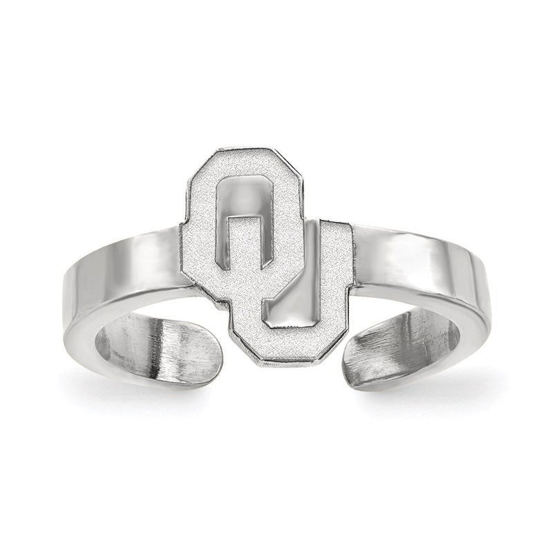 Sterling Silver Rhodium Plated Logoart University Of Oklahoma O U Toe Ring