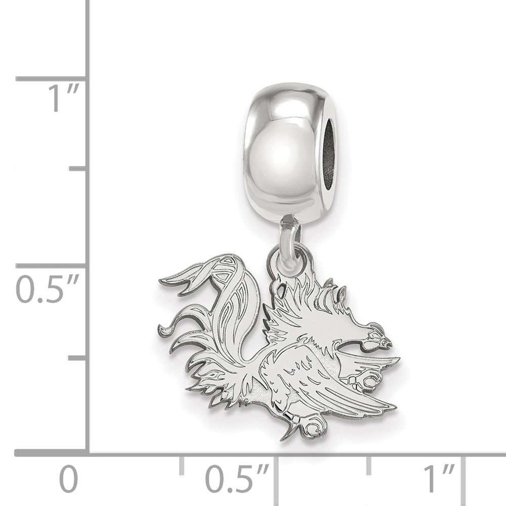 Sterling Silver Rhod-Pltd Logoart U. of South Carolina Sm Dangle Bead