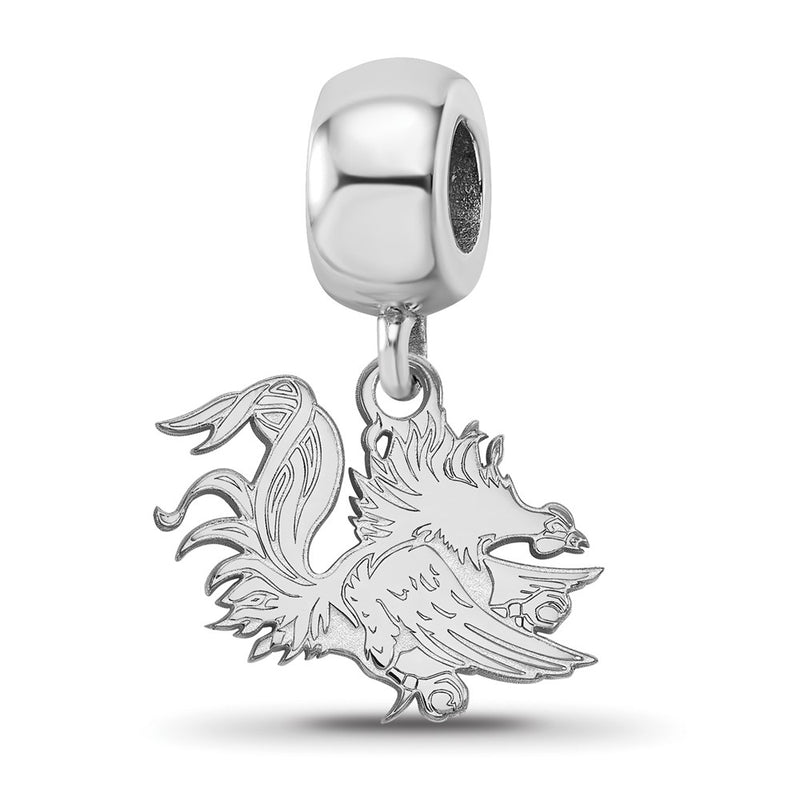 Sterling Silver Rhod-Pltd Logoart U. of South Carolina Sm Dangle Bead