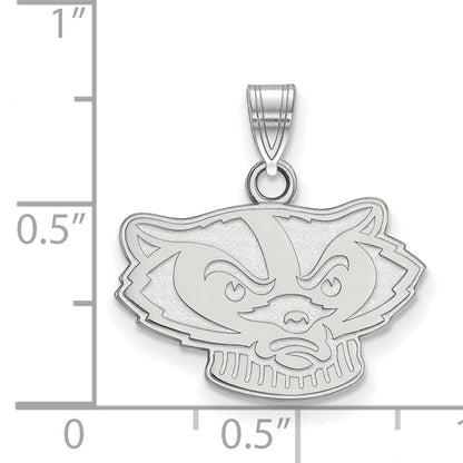 10K White Gold Logoart University Of Wisconsin Badger Small Pendant