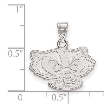14K White Gold Logoart University Of Wisconsin Badger Small Pendant
