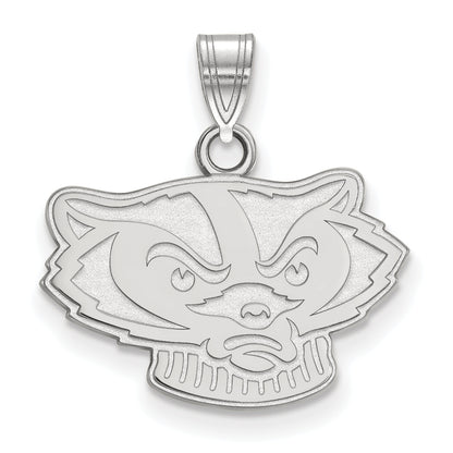 10K White Gold Logoart University Of Wisconsin Badger Small Pendant