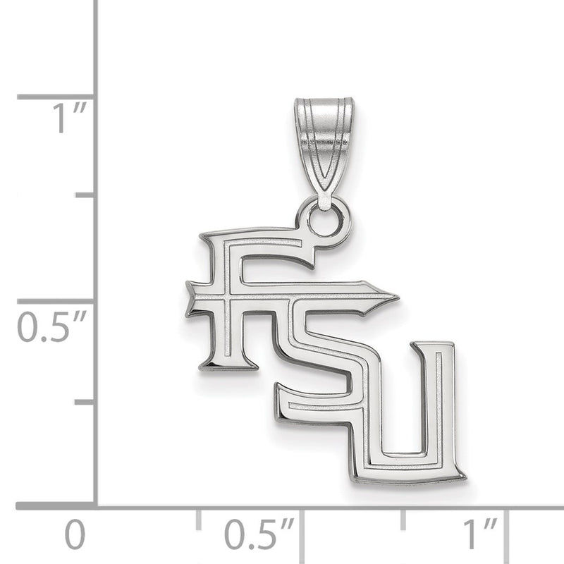 Sterling Silver Rhodium Plated Logoart Florida State University F S U Medium Pendant