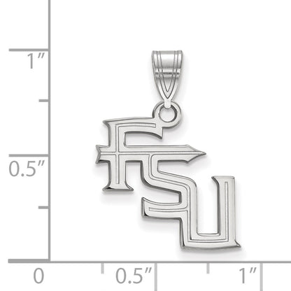 14K White Gold Logoart Florida State University F S U Medium Pendant