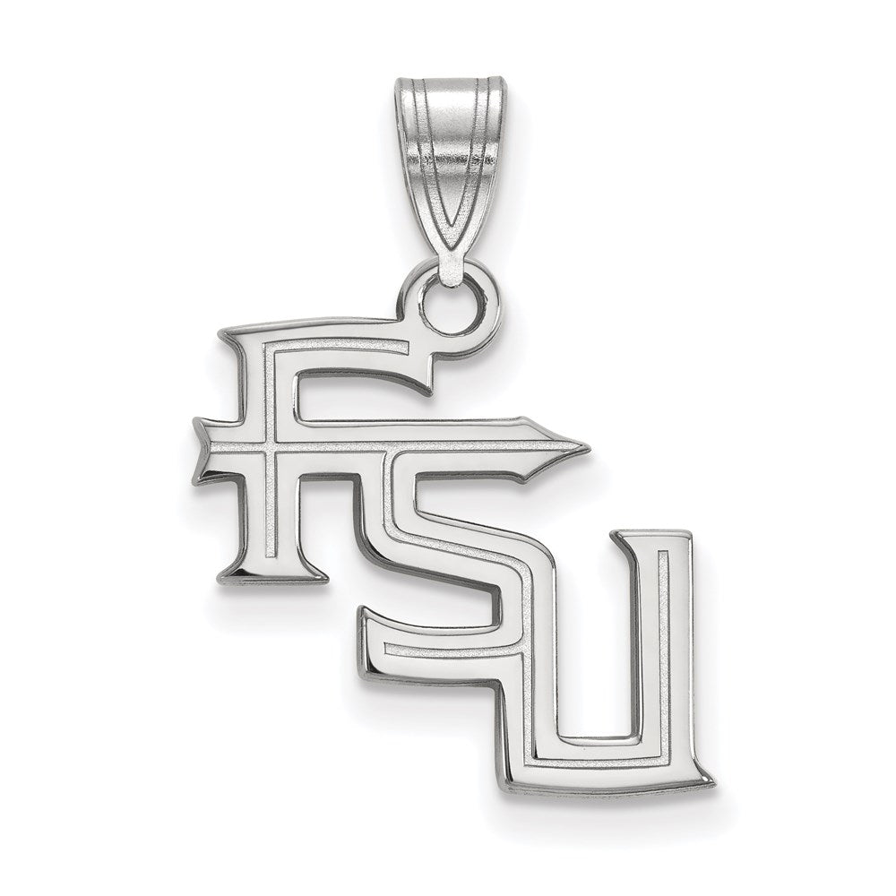 Sterling Silver Rhodium Plated Logoart Florida State University F S U Medium Pendant