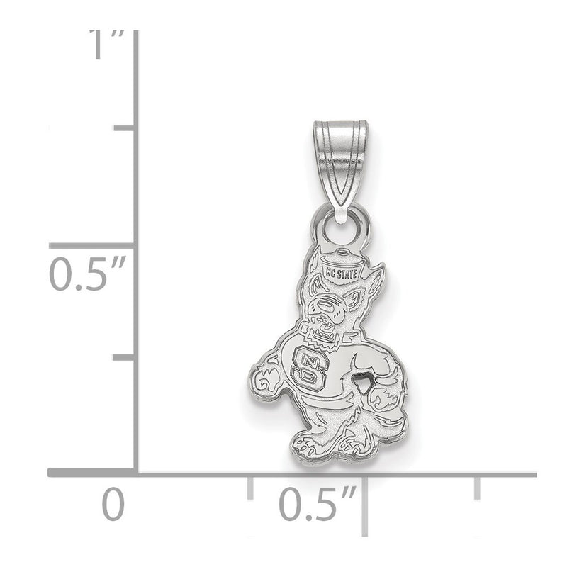 10K White Gold Logoart North Carolina State University Wolf Small Pendant
