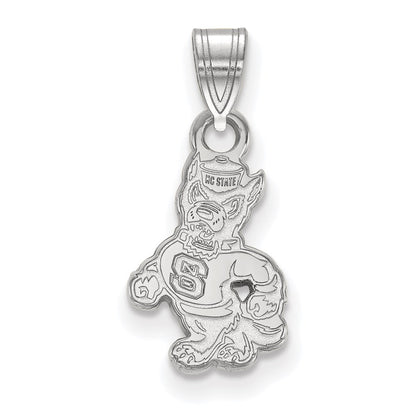 Sterling Silver Rhodium Plated Logoart North Carolina State University Wolf Small Pendant