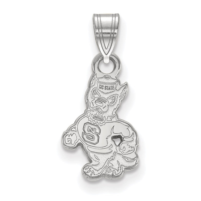 Sterling Silver Rhodium Plated Logoart North Carolina State University Wolf Small Pendant