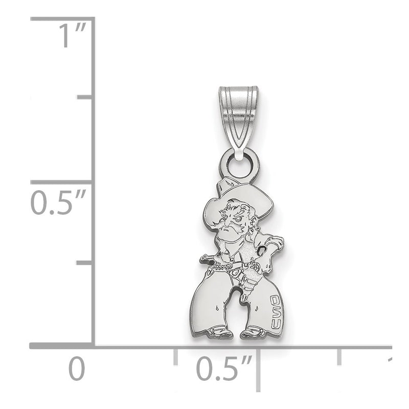 Sterling Silver Rhodium Plated Logoart Oklahoma State University Cowboy Small Pendant