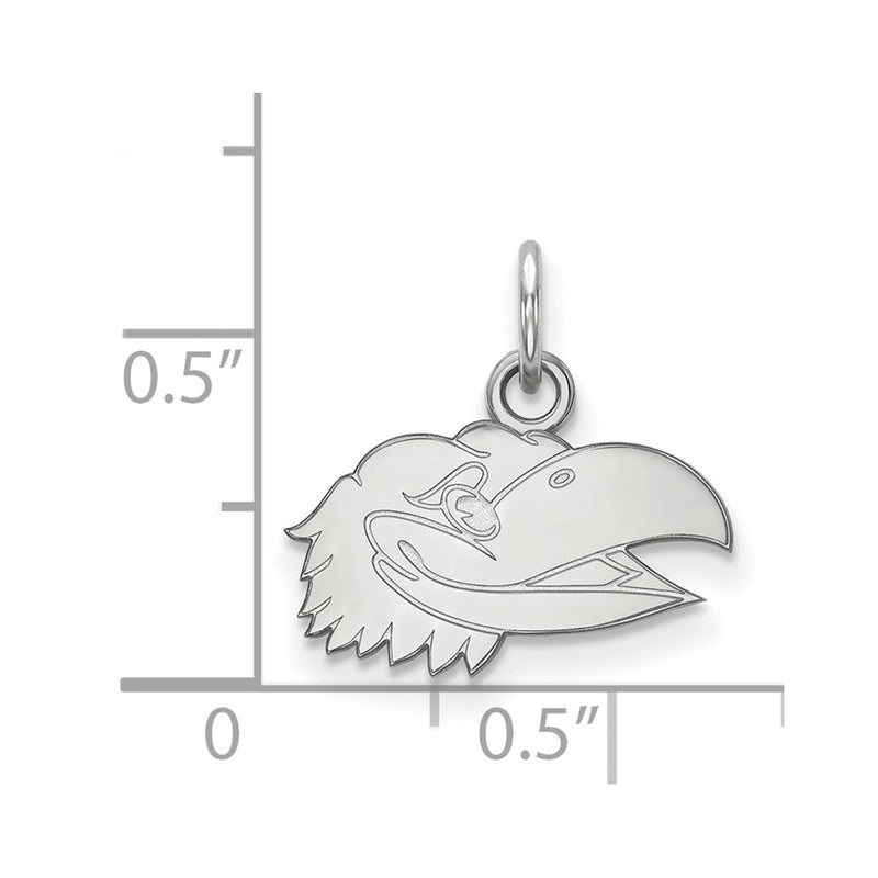 Sterling Silver Rhodium Plated Logoart University Of Kansas Jayhawk Extra Small Pendant