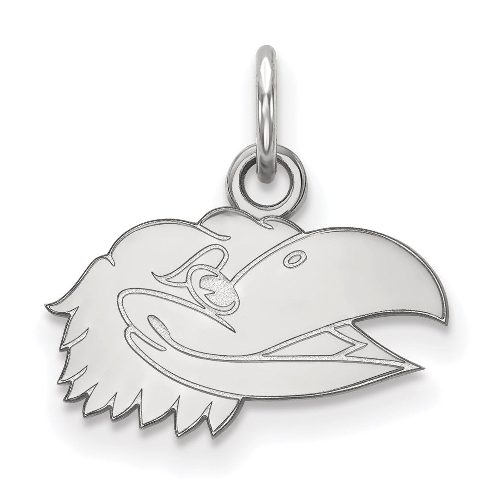 Sterling Silver Rhodium Plated Logoart University Of Kansas Jayhawk Extra Small Pendant