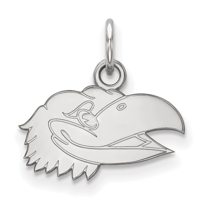 Sterling Silver Rhodium Plated Logoart University Of Kansas Jayhawk Extra Small Pendant