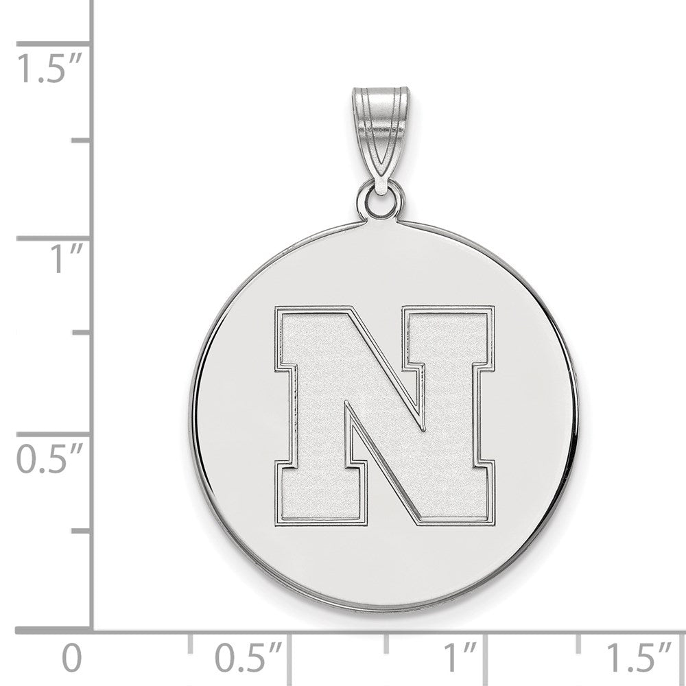 Sterling Silver Rhodium Plated Logoart University Of Nebraska Letter N Extra Large Disc Pendant