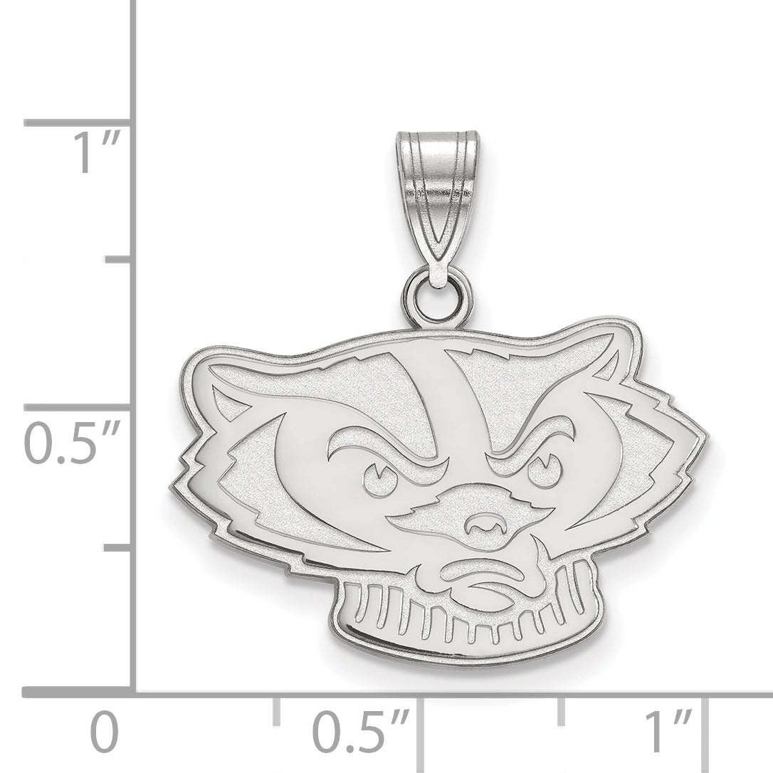 10K White Gold Logoart University Of Wisconsin Badger Medium Pendant