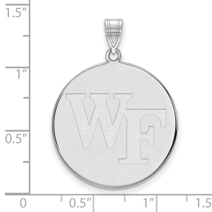 10K White Gold Logoart Wake Forest University W F Extra Large Disc Pendant