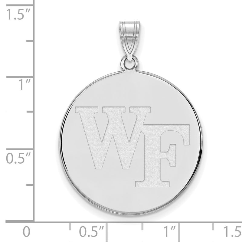 14K White Gold Logoart Wake Forest University W F Extra Large Disc Pendant