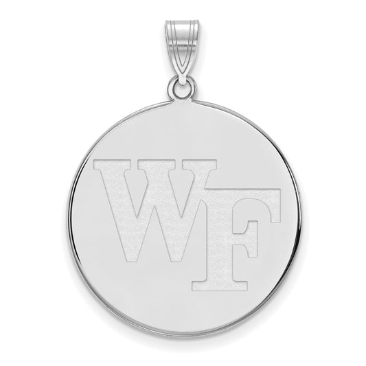 10K White Gold Logoart Wake Forest University W F Extra Large Disc Pendant