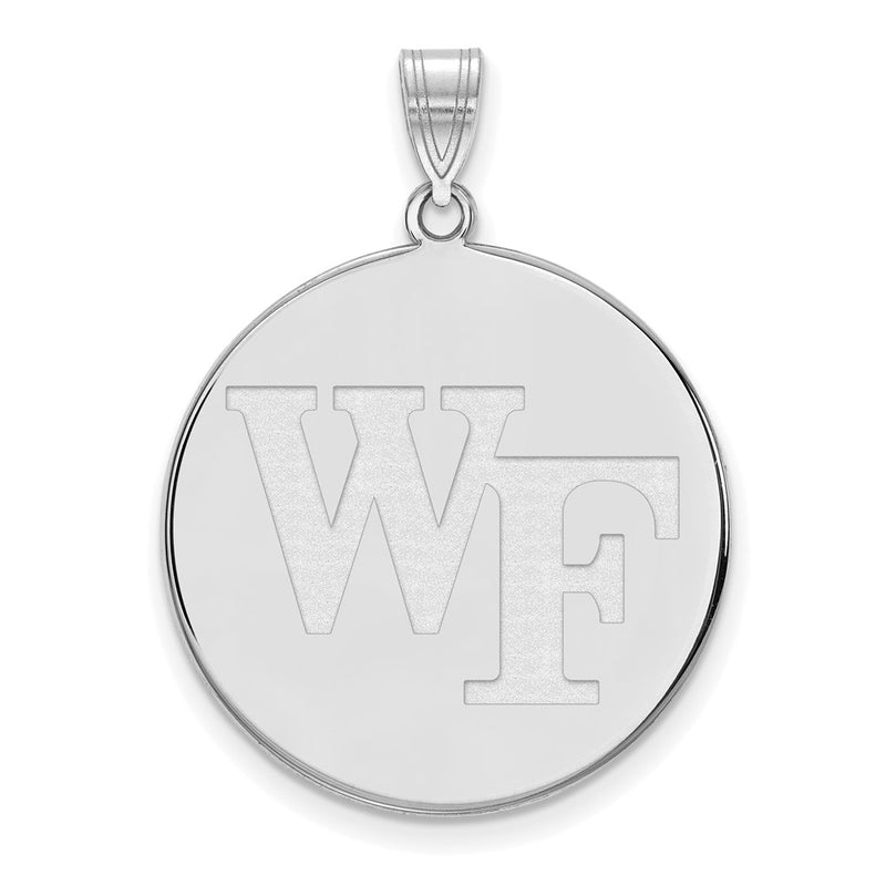 14K White Gold Logoart Wake Forest University W F Extra Large Disc Pendant