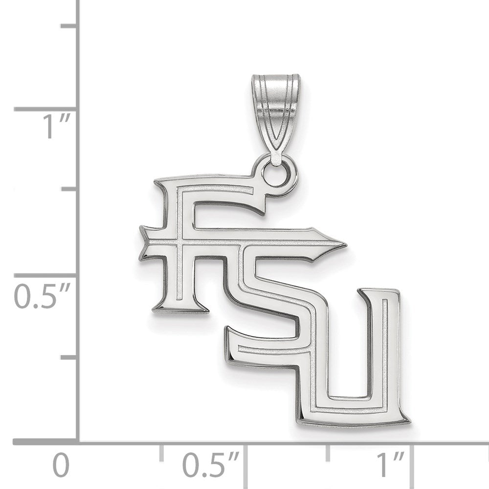 10K White Gold Logoart Florida State University F S U Large Pendant