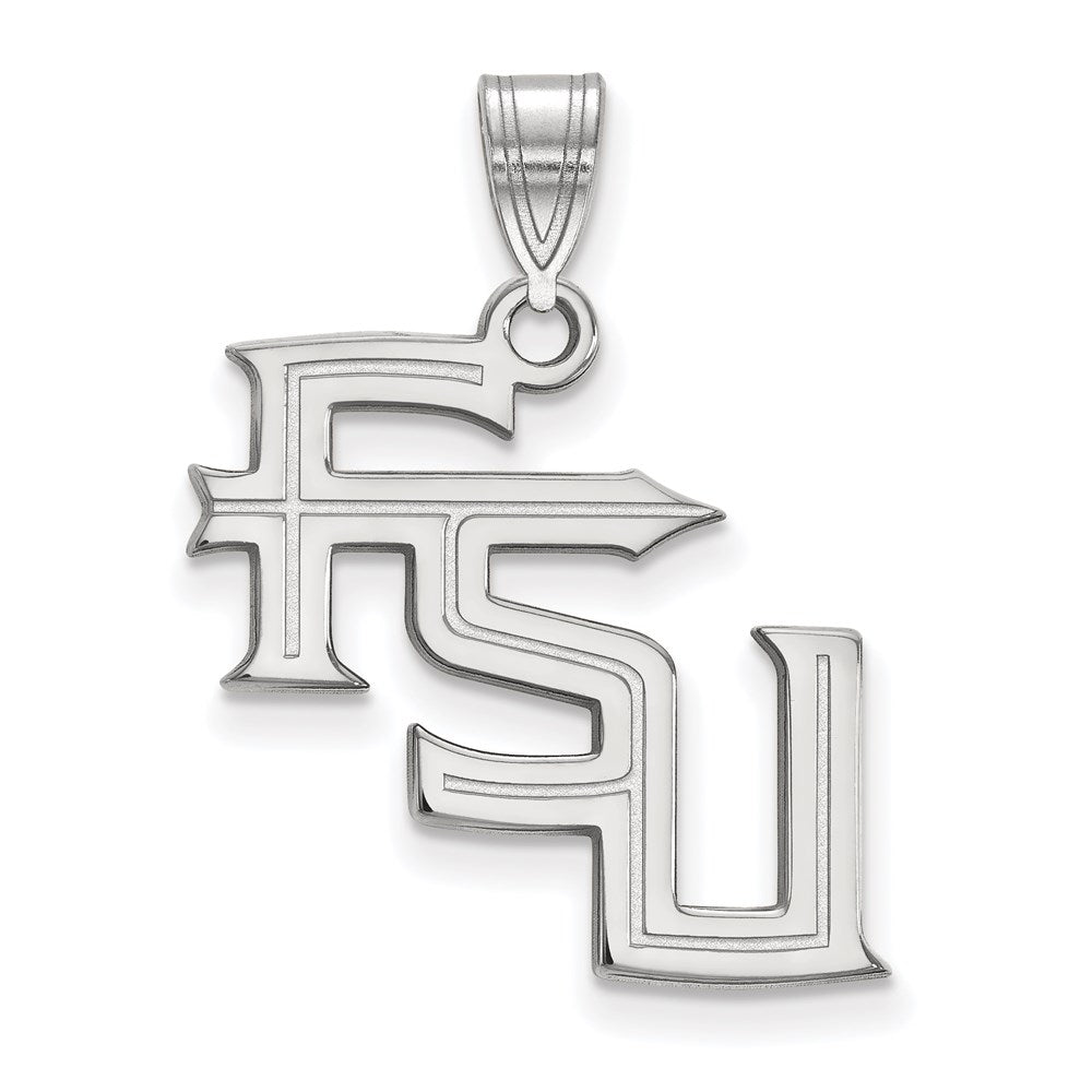 10K White Gold Logoart Florida State University F S U Large Pendant