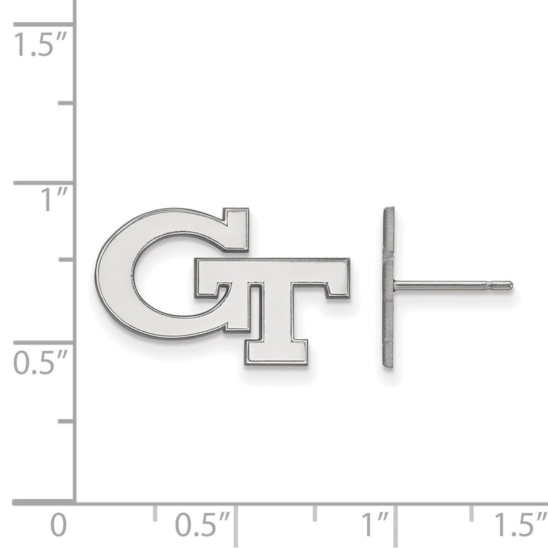 Sterling Silver Rhodium Plated Logoart Georgia Institute Of Technology G T Small Post Earrings