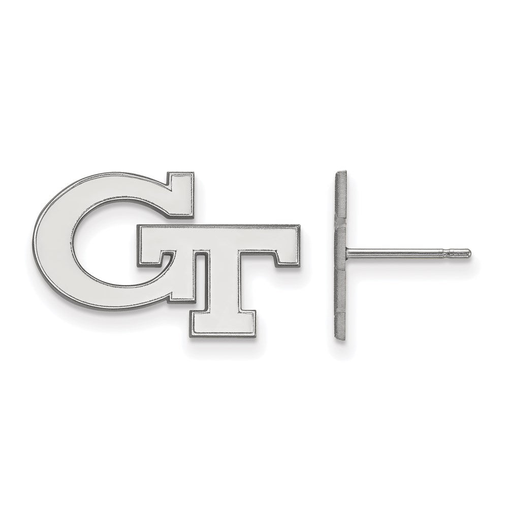 Sterling Silver Rhodium Plated Logoart Georgia Institute Of Technology G T Small Post Earrings