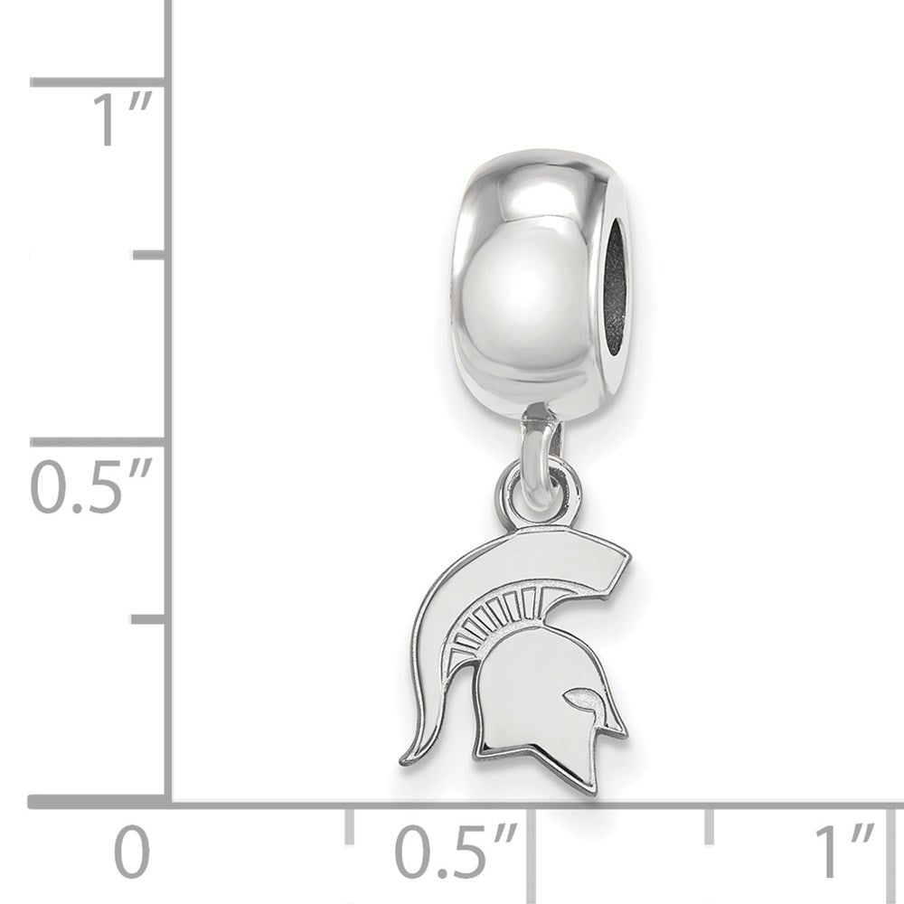 Sterling Silver Rhod-Pltd Logoart Michigan State U. Xs Dangle Bead