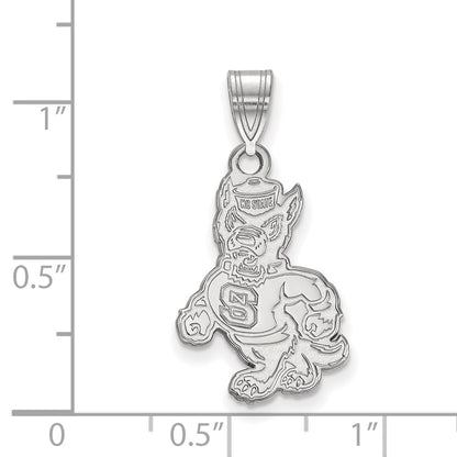 10K White Gold Logoart North Carolina State University Wolf Large Pendant