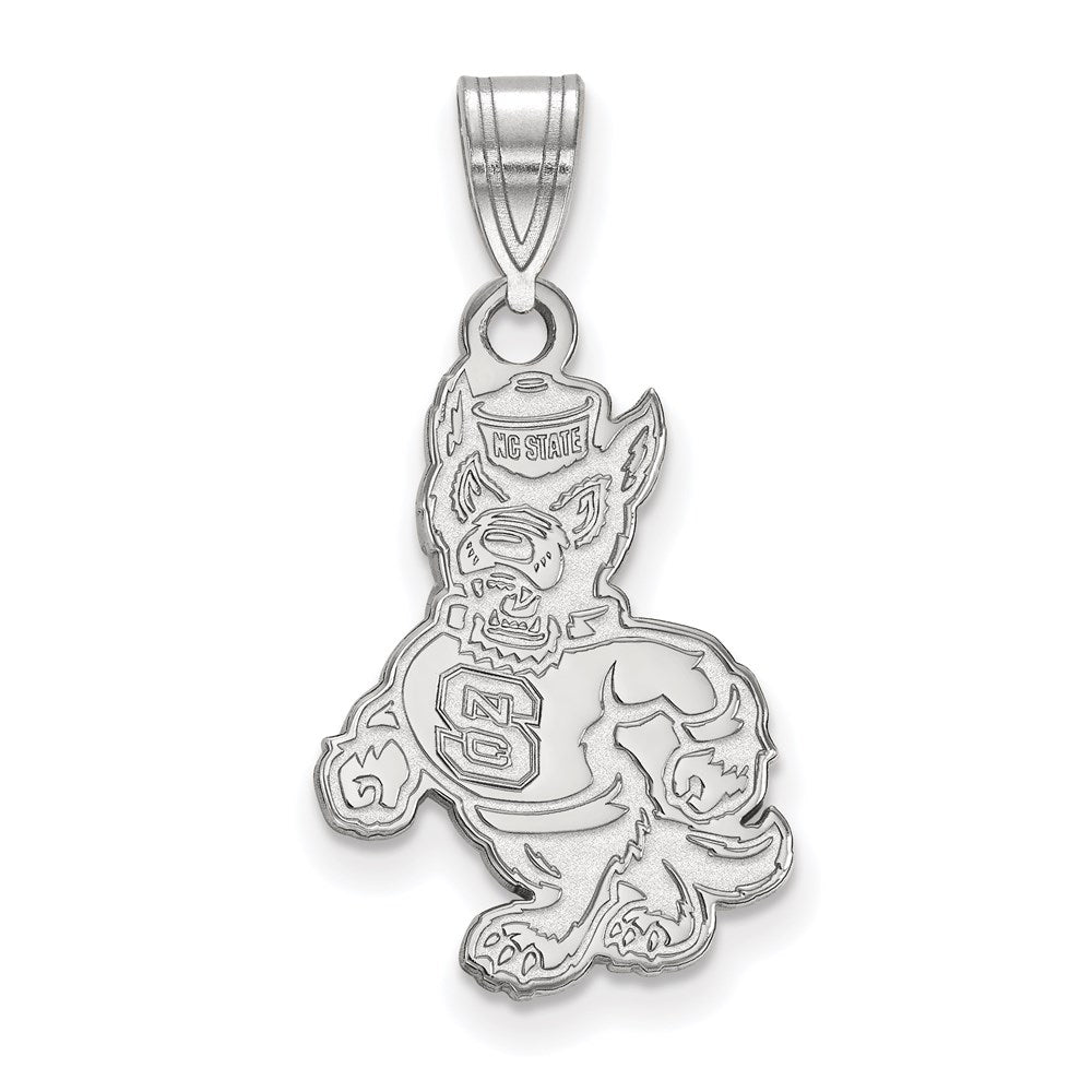 Sterling Silver Rhodium Plated Logoart North Carolina State University Wolf Large Pendant