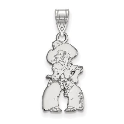 Sterling Silver Rhodium Plated Logoart Oklahoma State University Cowboy Large Pendant