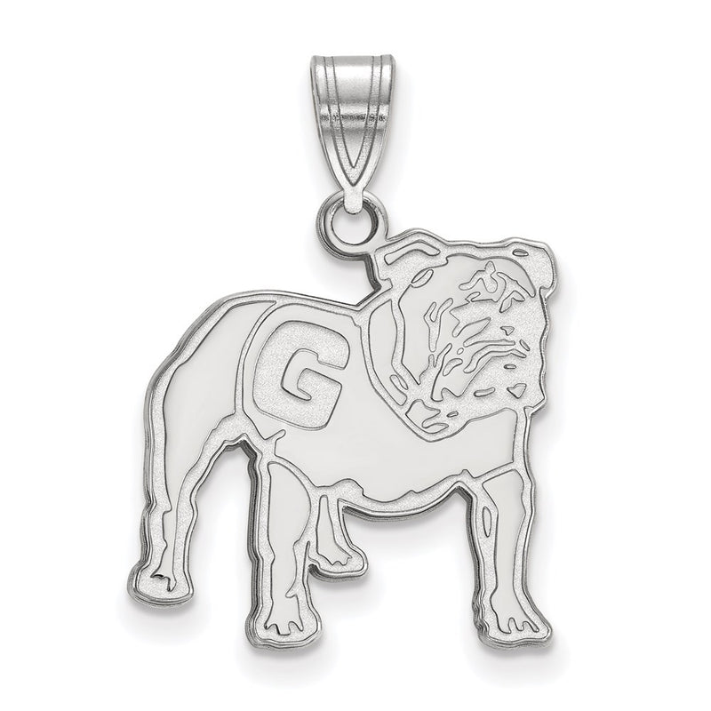10K White Gold Logoart University Of Georgia Bulldog Large Pendant