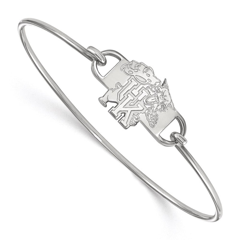 Sterling Silver Rhodium Plated Logoart University Of Kentucky U K Wildcat Small Center 7 Inch Wire Bangle