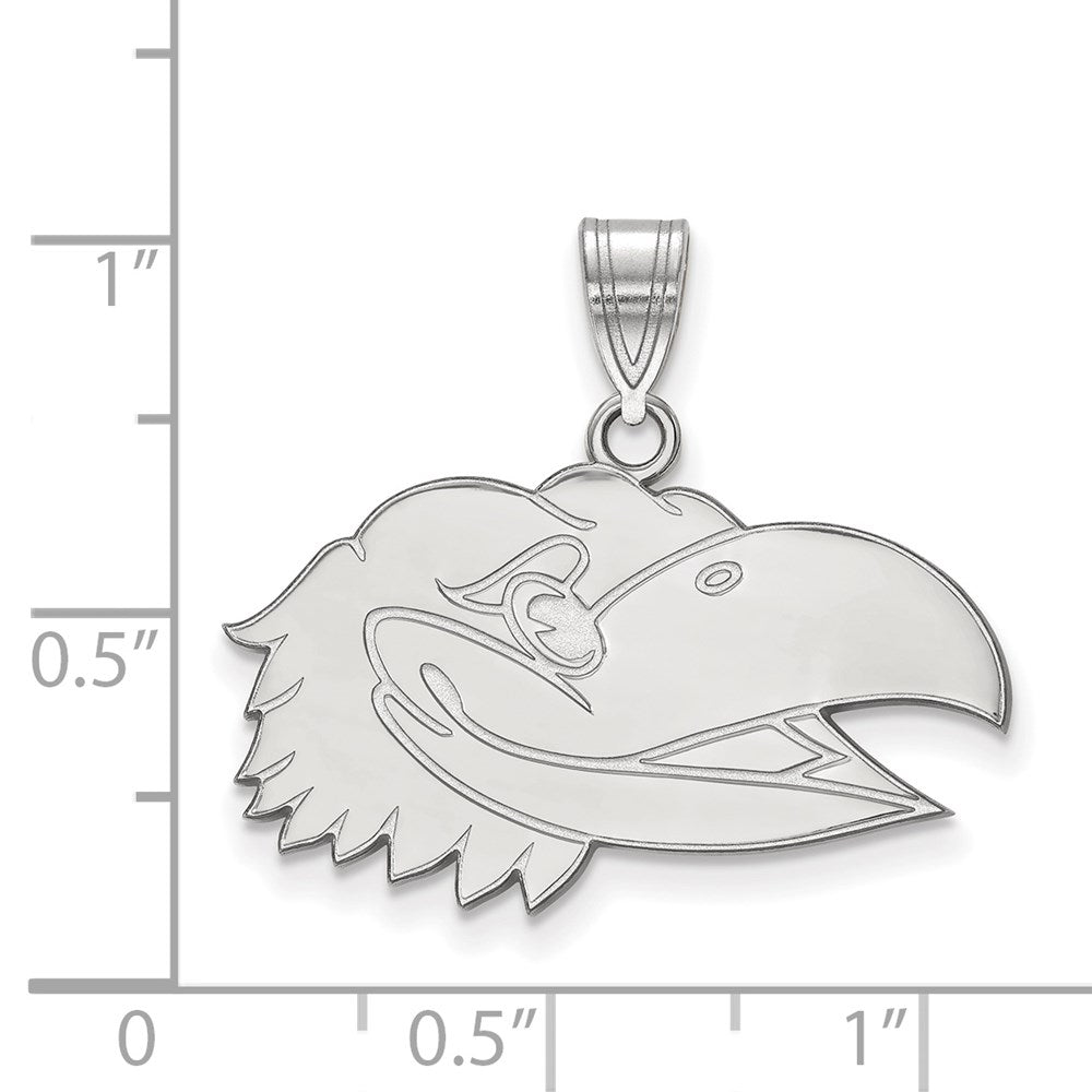 10K White Gold Logoart University Of Kansas Jayhawk Medium Pendant