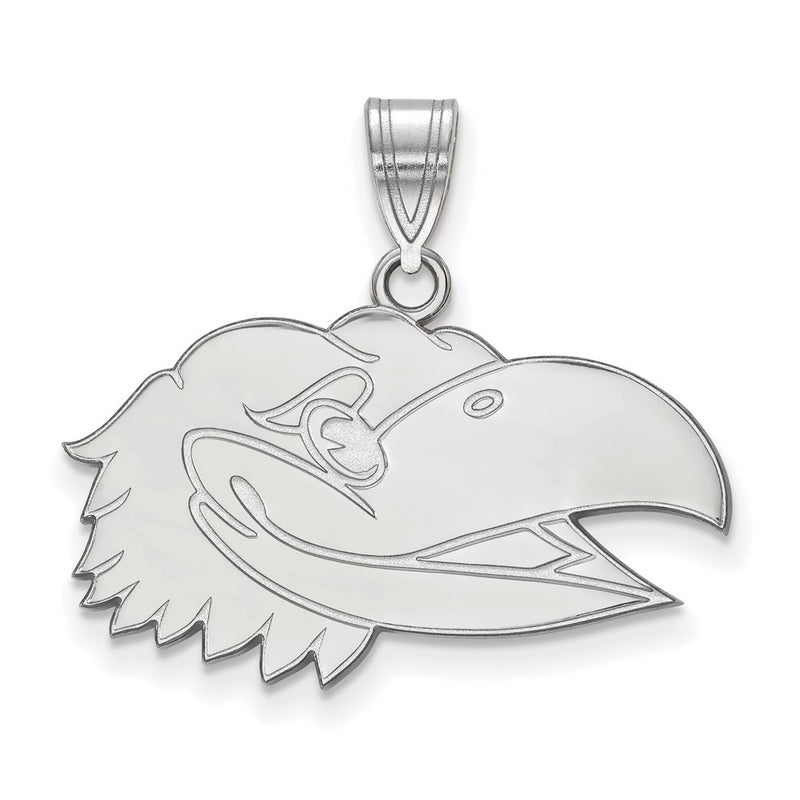 10K White Gold Logoart University Of Kansas Jayhawk Medium Pendant
