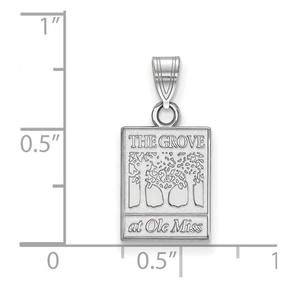 Sterling Silver Rhodium Plated Logoart University Of Mississippi The Grove At Ole Miss Small Pendant