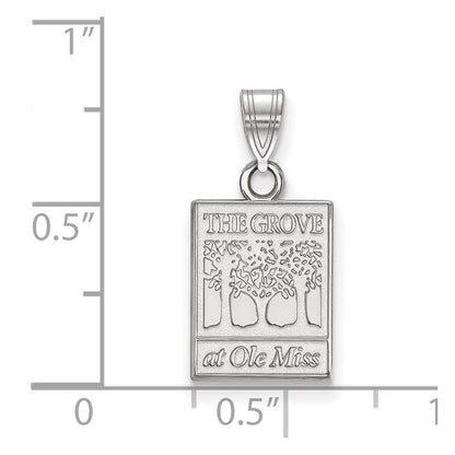 Sterling Silver Rhodium Plated Logoart University Of Mississippi The Grove At Ole Miss Small Pendant