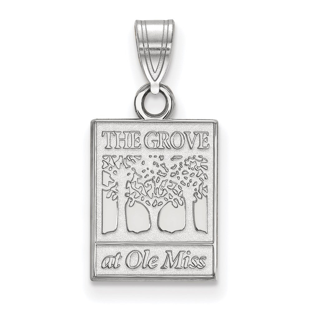 Sterling Silver Rhodium Plated Logoart University Of Mississippi The Grove At Ole Miss Small Pendant