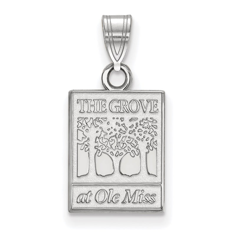 Sterling Silver Rhodium Plated Logoart University Of Mississippi The Grove At Ole Miss Small Pendant