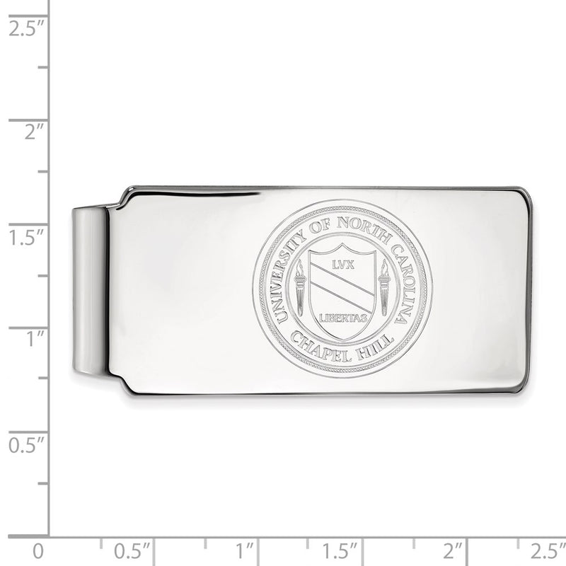 Sterling Silver Rhod-Pltd Logoart Univ. of North Carolina Crest Money Clip