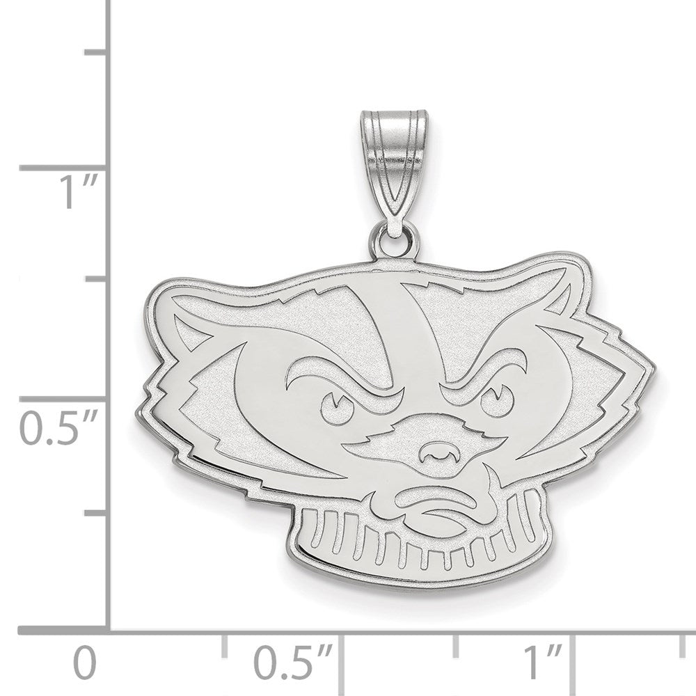 14K White Gold Logoart University Of Wisconsin Badger Large Pendant