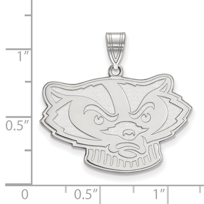 10K White Gold Logoart University Of Wisconsin Badger Large Pendant