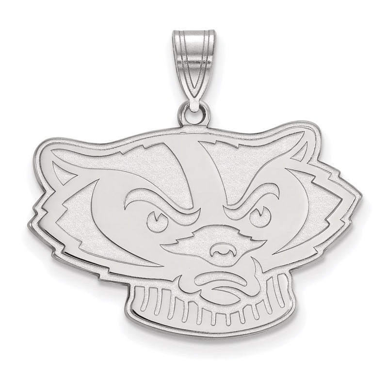 14K White Gold Logoart University Of Wisconsin Badger Large Pendant