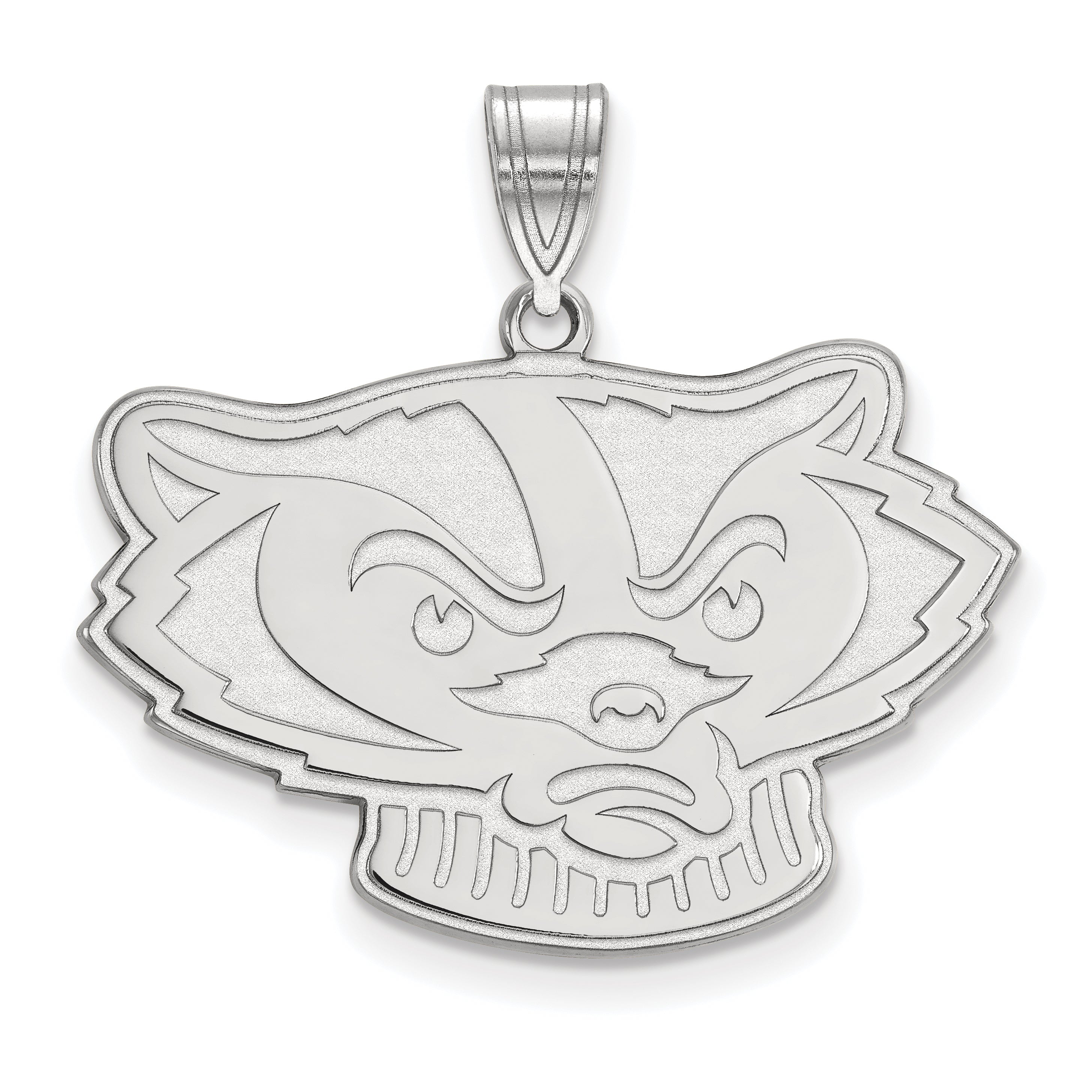 10K White Gold Logoart University Of Wisconsin Badger Large Pendant