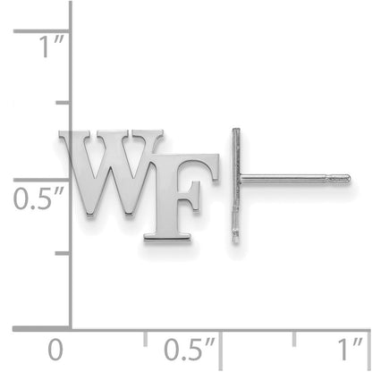 Sterling Silver Rhodium Plated Logoart Wake Forest University W F Extra Small Post Earrings