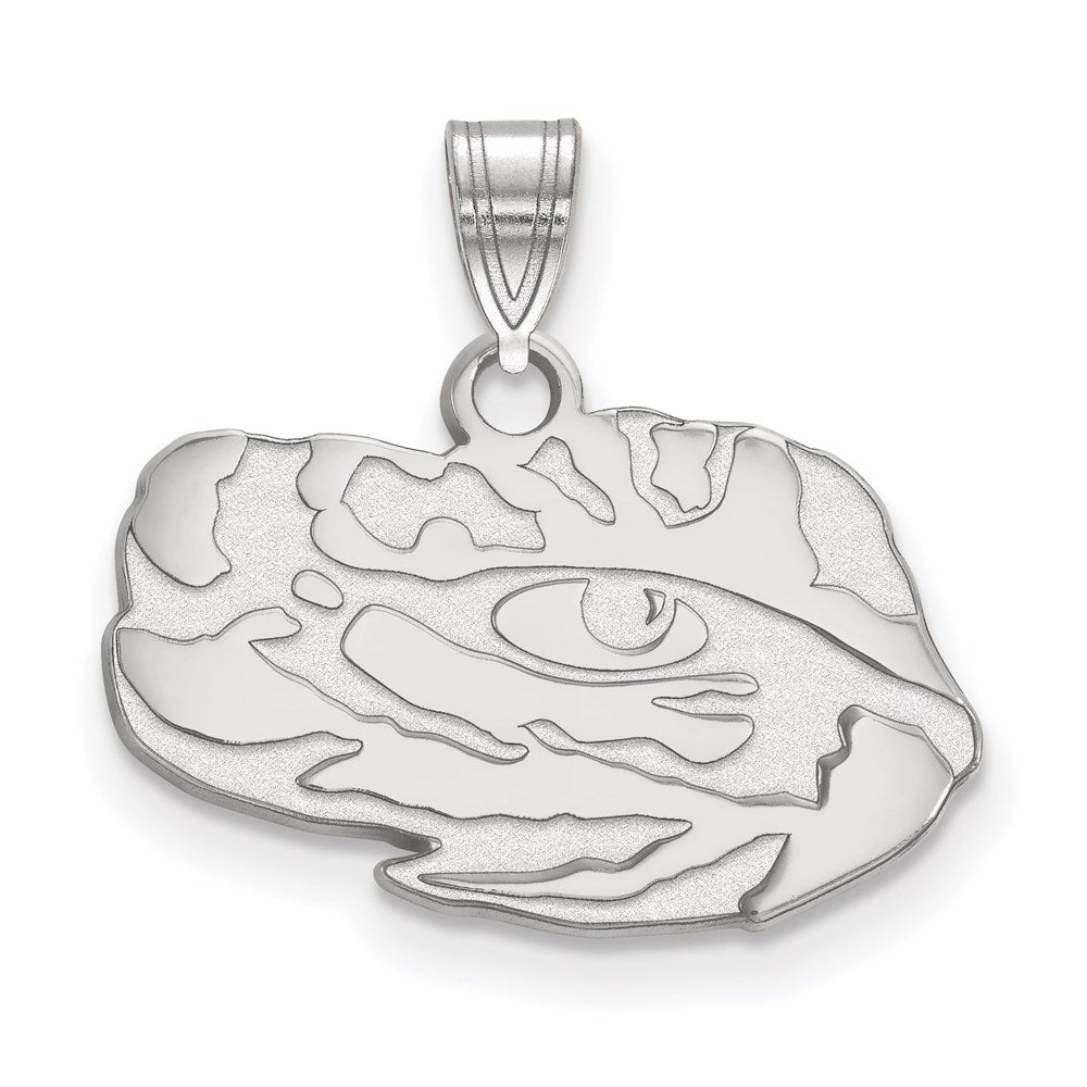 Sterling Silver Rhodium Plated Logoart Louisiana State University Tiger Eye Small Pendant