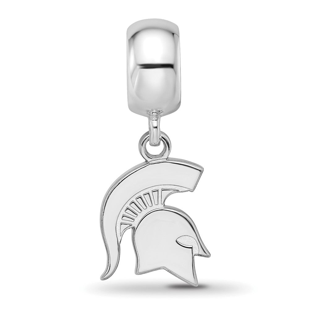 Sterling Silver Rhod-Pltd Logoart Michigan State U. Small Dangle Bead